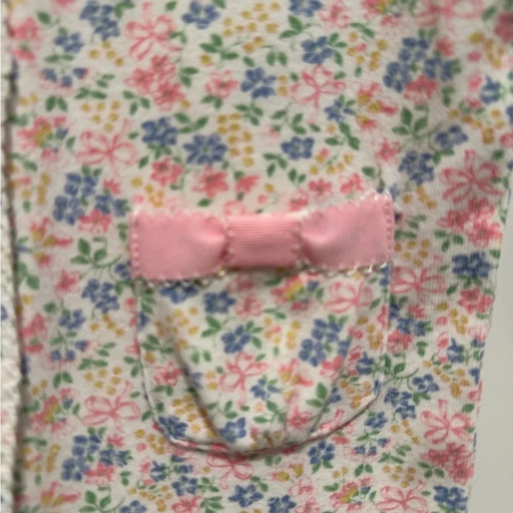 Ralph Lauren Floral-Print Cotton Coverall Onesie with Pink Accents 6m